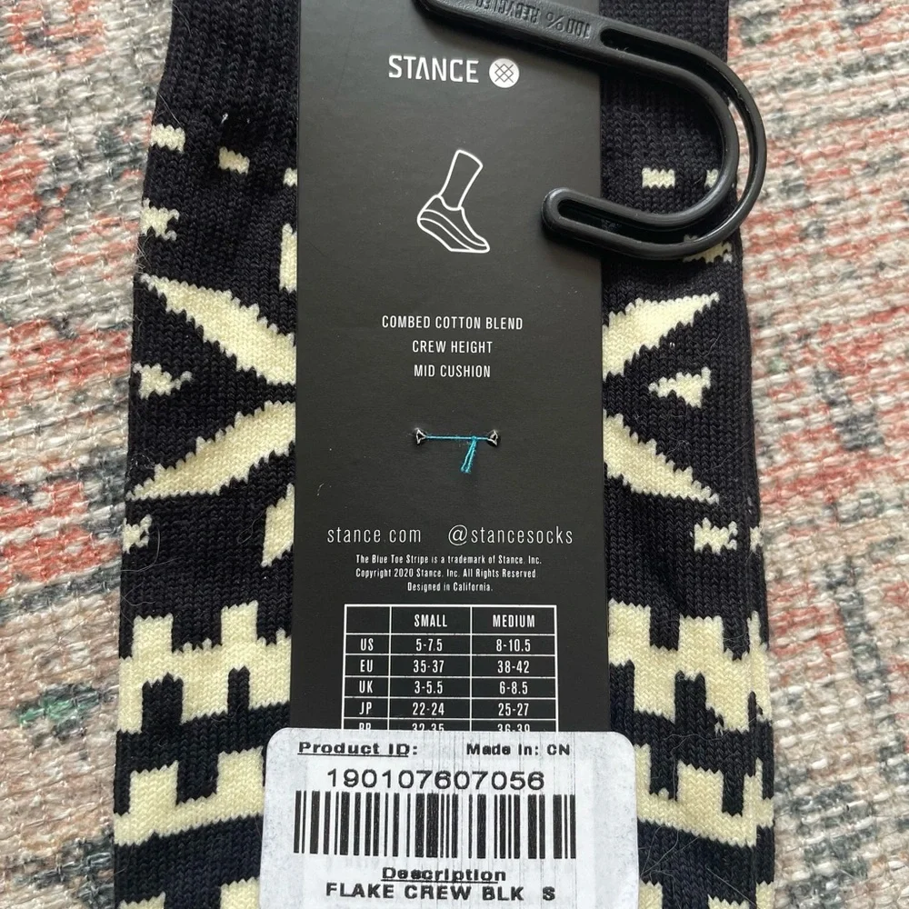 Stance Unisex Black & Cream Fair Isle Casual Socks - Picture 5 of 5